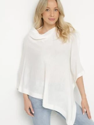 Biała Asymetryczna Bluzka w Stylu Narzutki Oversize Otisha