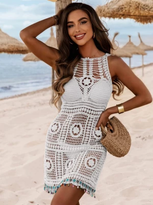 Biała ażurkowa sukienka na plażę Marcies - biały Pakuten