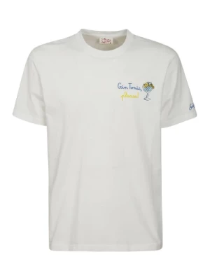 Biała Bawełna Krótki Rękaw Nadruk na Piersi T-Shirt MC2 Saint Barth