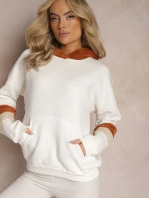 Biała Bawełniana Bluza z Kapturem i Wstawkami z Polaru Qilin las garras