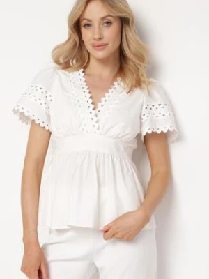 Biała Bawełniana Bluzka a Ażurowymi Tasiemkami Lantara bisou's project