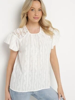 Biała Bawełniana Bluzka Ozdobiona Ażurowymi Wstawkami Viandisa ambitionfly