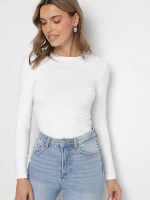 Biała Bawełniana Bluzka Typu Longsleeve Lisfia