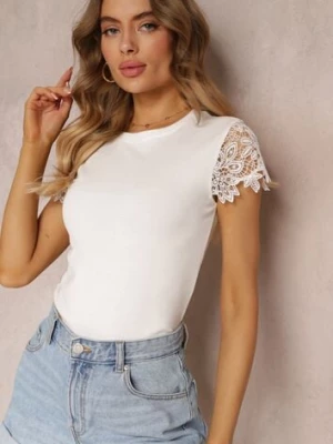 Biała Bawełniana Bluzka z Koronkowymi Rękawami Ellionna elsa.m by may