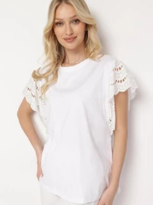 Zdjęcie produktu Biała Bawełniana Bluzka z Ozdobnymi Rękawami Narfia melya by melody