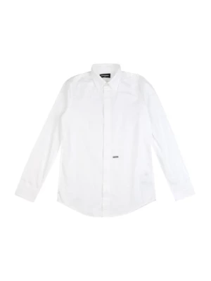 Biała Bawełniana Koszula dla Chłopców Dsquared2