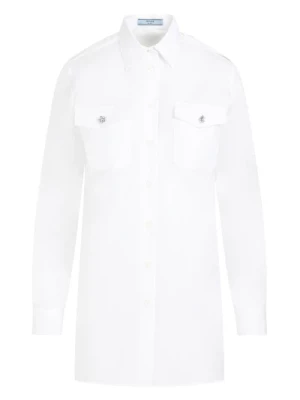 Biała Bawełniana Koszula Moda Damska Prada