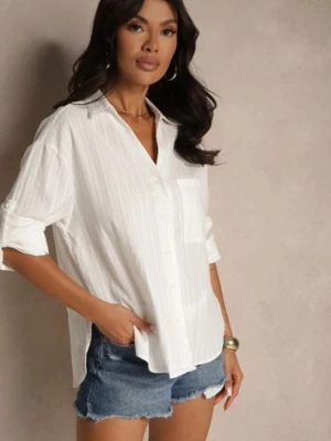 Biała Bawełniana Koszula w Podłużne Paski Toliriana bludeise