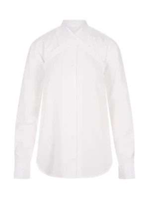 Biała Bawełniana Koszula z Kołnierzykiem Mandarynkowym Off White