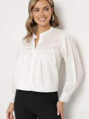 Biała Bawełniana Koszula z Przeszyciami na Ramionach Umika bisou's project