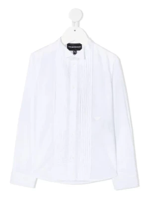 Biała Bawełniana Koszula z Przodu na Guziki i Długimi Rękawami Emporio Armani