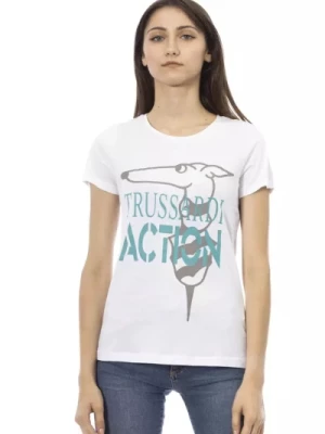Biała bawełniana koszulka Action Trussardi