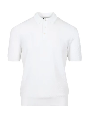 Biała Bawełniana Koszulka Polo z Kołnierzem Tagliatore