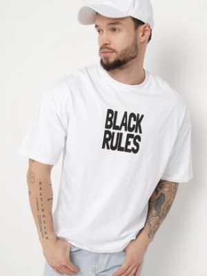 Biała Bawełniana Koszulka T-shirt z Nadrukiem po Obu Stronach Daven