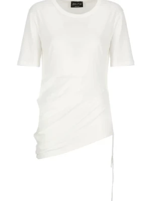 Biała Bawełniana Koszulka z Asymetrycznym Dolem Andrea Ya’aqov