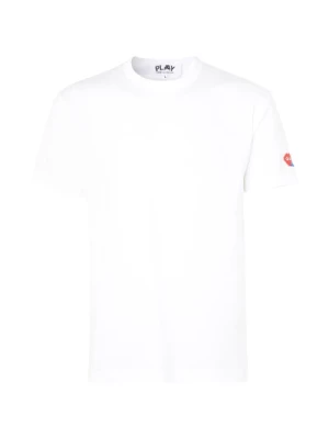 Biała Bawełniana Koszulka z Logo Bocznym Comme des Garçons Play