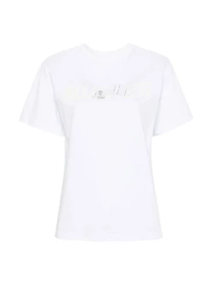 Biała Bawełniana Koszulka z Logo i Okrągłym Dekoltem Mugler