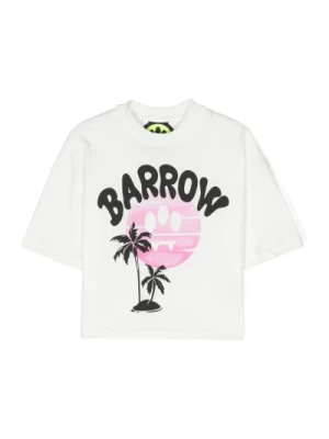 Biała Bawełniana Koszulka z Logo i Wzorem Palm Barrow