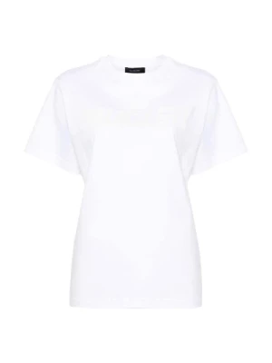 Biała Bawełniana Koszulka z Logo Mugler