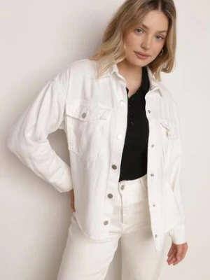 Biała Bawełniana Kurtka Jeansowa o Koszulowym Kroju na Napy Yrelola melya by melody