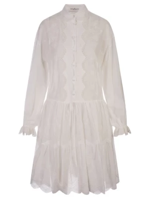 Biała Bawełniana Sukienka Midi Ermanno Scervino