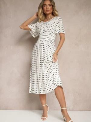 Biała Bawełniana Sukienka o Rozkloszowanym Fasonie w Kropki Tolimirae defox