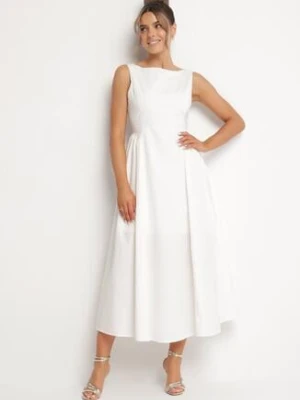 Biała Bawełniana Sukienka o Rozkloszowanym Kroju Halowena retro & icone