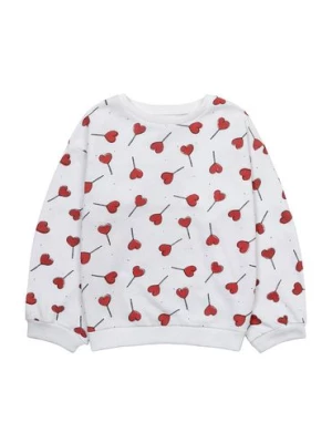 Biała bluza dziewczęca z czerwonymi sercami Minoti