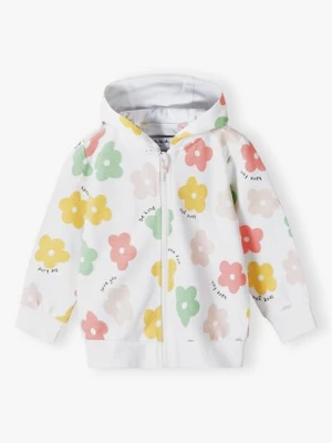 Biała bluza niemowlęca z kapturem w kolorowe kwiaty 5.10.15.