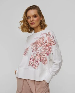 Zdjęcie produktu Biała Bluza Z Bawełny Organicznej Z Printem Damska Deha