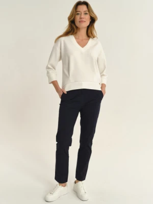 Biała bluza z błyszczącym wykończeniem Greenpoint