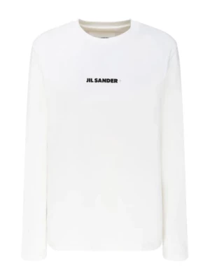 Biała Bluza z Logo Jil Sander