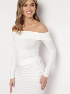 Biała Bluzka Hiszpanka z Falbanką i Długim Rękawem Iralen by swan