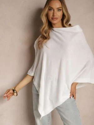 Zdjęcie produktu Biała Bluzka Narzutka o Asymetrycznym Fasonie Oversize Daiko