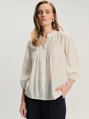 Biała bluzka o kroju a rękaw 3/4 Greenpoint