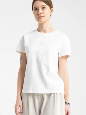 Biała bluzka REGULAR z krótkimi rękawami z minimalistycznym haftem Reporter