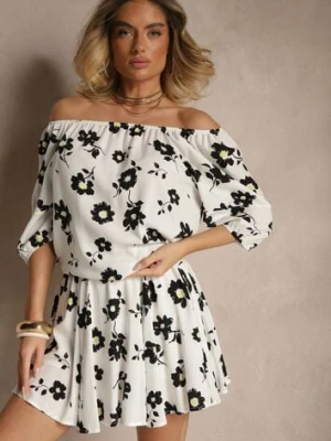 Biała Bluzka w Stylu Hiszpanki Ozdobiona Kwiatami Turisca glo-story