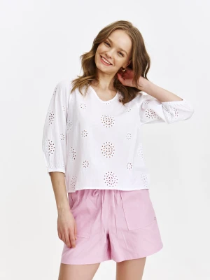 Biała bluzka z angielskim haftem Top Secret