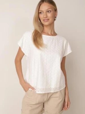 Zdjęcie produktu Biała Bluzka z Bawełny o Kroju Oversize Ozdobiona Haftem Adriatea J&x