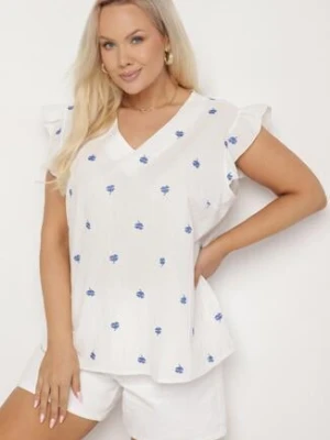 Biała Bluzka z Bawełny Ozdobiona Falbankami i Koniczynkami Dolassea melya by melody