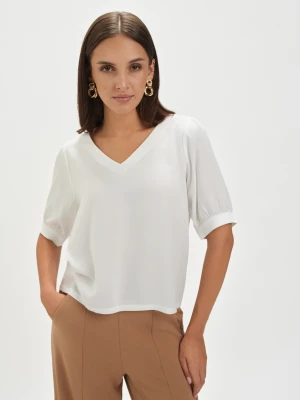 Biała bluzka z bufiastym rękawem Top Secret