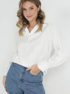 Biała Bluzka z Bufiastym Rękawem i Dekoltem V Lesna j studio