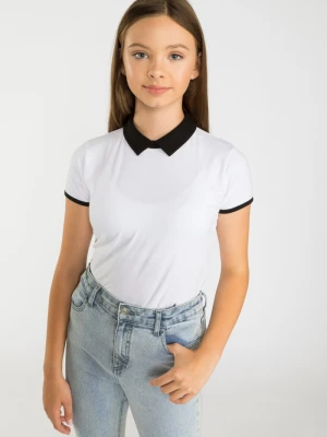 Biała bluzka z czarnymi lamówkami Reporter