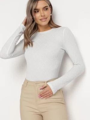 Biała Bluzka z Długim Rękawem i Metaliczną Nitką Aiange by swan