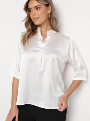 Biała Bluzka z Dłuższym Tyłem i Podpinanymi Rękawami Rohia lily rose