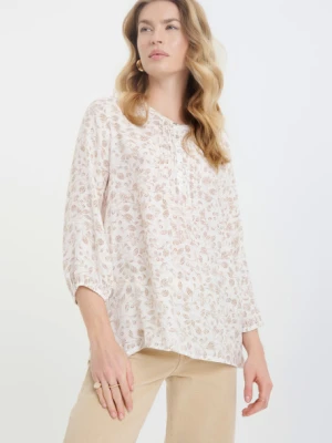 Biała bluzka z drobnym nadrukiem Greenpoint