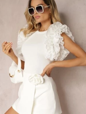 Biała Bluzka z Falbanami i Bufkami w miejscu Rękawów Testia elsa.m by may