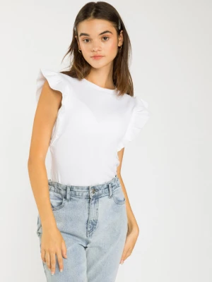 Biała bluzka z falbankami przy rękawach Reporter