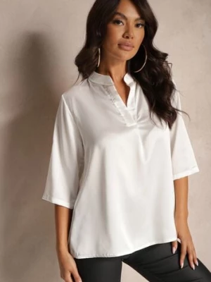 Biała Bluzka z Głębokim Dekoltem i Przedłużonym Tyłem Nilani lily rose