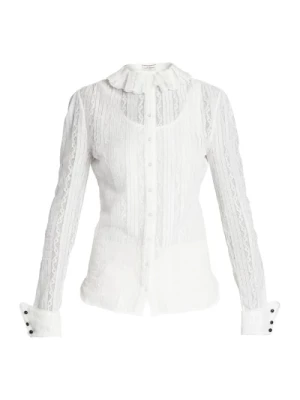 Biała Bluzka z Haftem dla Kobiet Saint Laurent